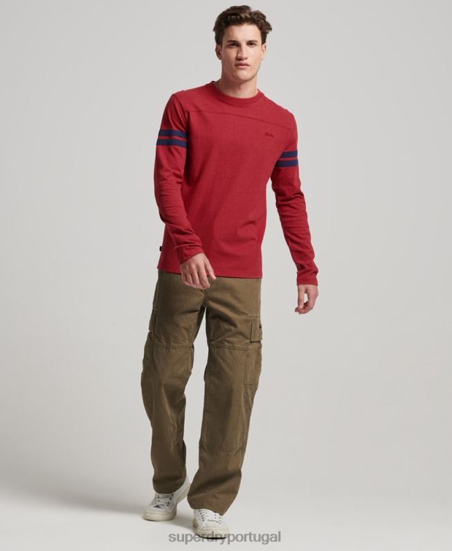 blusa de quarterback com logo vintage de algodão orgânico homens vermelho roupas Superdry 2208H1474