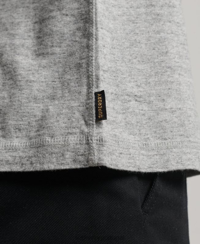 blusa henley vintage de algodão orgânico com logo bordado homens cinza roupas Superdry 2208H1470