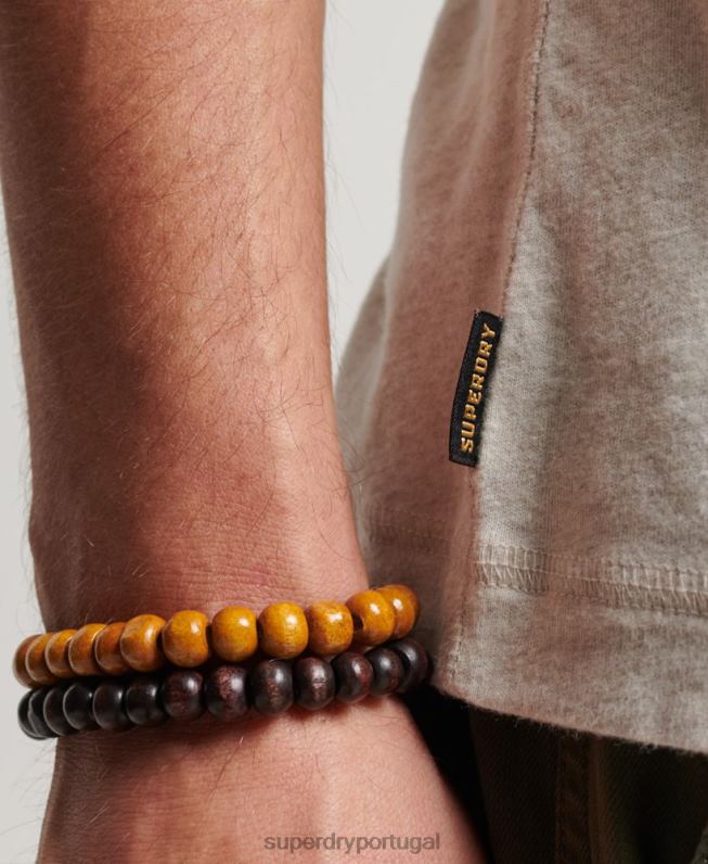 blusa henley vintage de algodão orgânico com logo bordado homens creme roupas Superdry 2208H1488