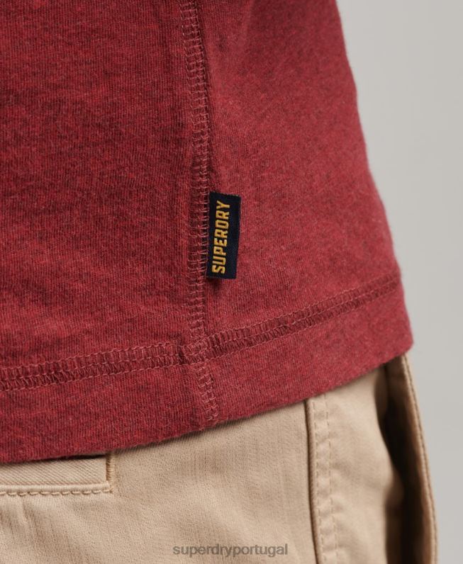 blusa henley vintage de algodão orgânico com logo bordado homens vermelho roupas Superdry 2208H1461