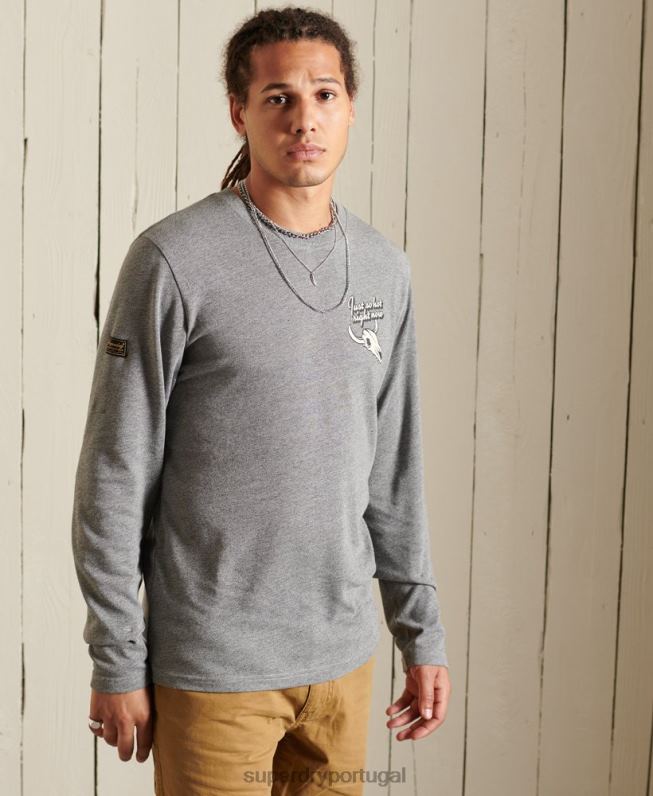 blusa manga longa Heritage Mountain homens cinza claro roupas Superdry 2208H6470