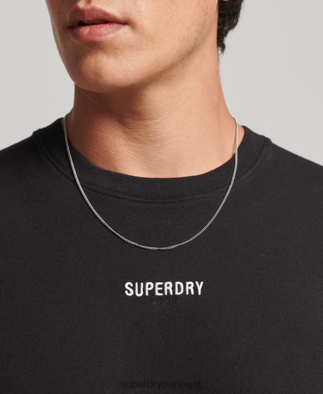 blusa manga longa com micro logo homens preto roupas Superdry 2208H1568