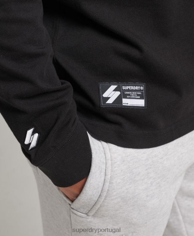blusa manga longa com micro logo homens preto roupas Superdry 2208H1568