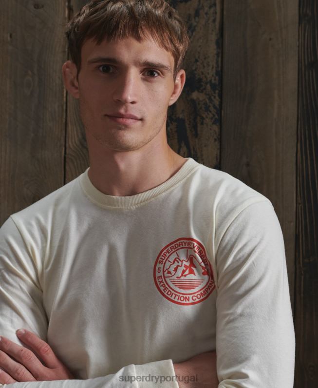 blusa manga longa everest homens creme roupas Superdry 2208H1572