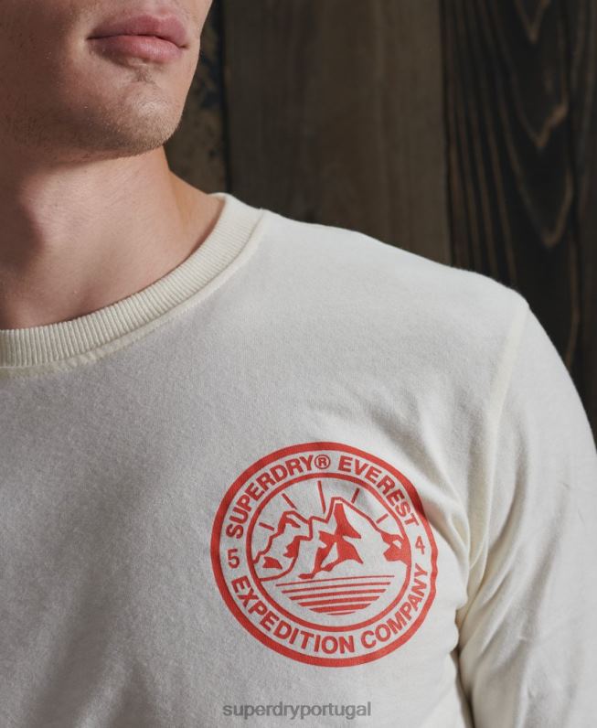 blusa manga longa everest homens creme roupas Superdry 2208H1572