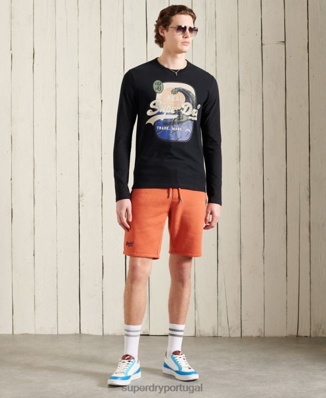 blusa manga longa itago logo vintage homens preto roupas Superdry 2208H1573
