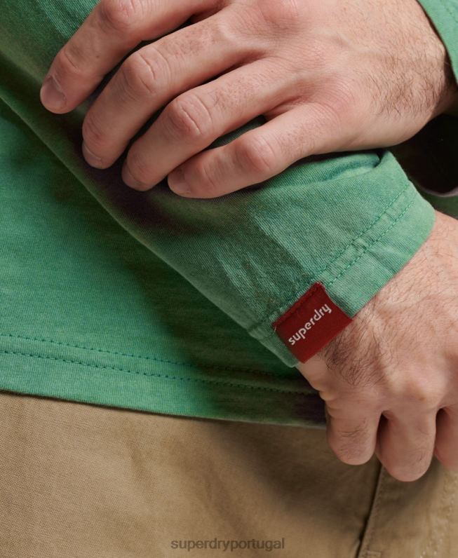 blusa manga longa neon logo vintage homens verde roupas Superdry 2208H1507
