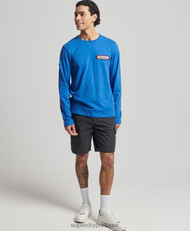 blusa sazonal com logo core vintage homens azul roupas Superdry 2208H1575