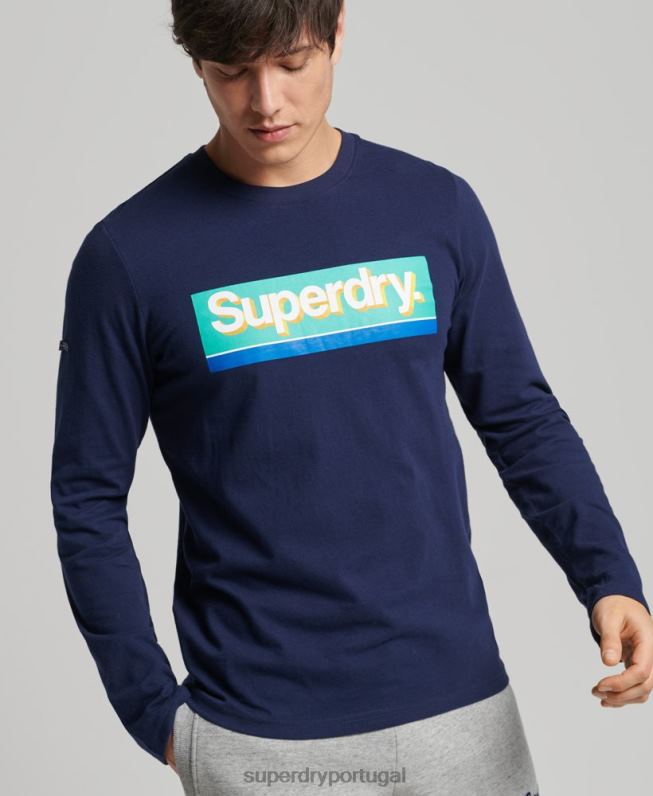 blusa sazonal com logo core vintage homens marinha roupas Superdry 2208H6423