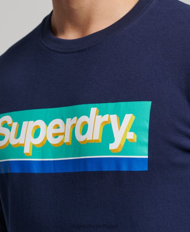 blusa sazonal com logo core vintage homens marinha roupas Superdry 2208H6423