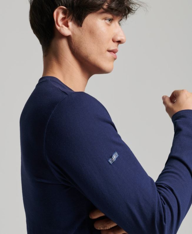 blusa sazonal com logo core vintage homens marinha roupas Superdry 2208H6423