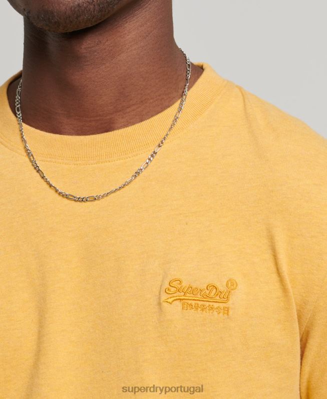 blusa vintage de algodão orgânico com logo bordado homens amarelo roupas Superdry 2208H1562