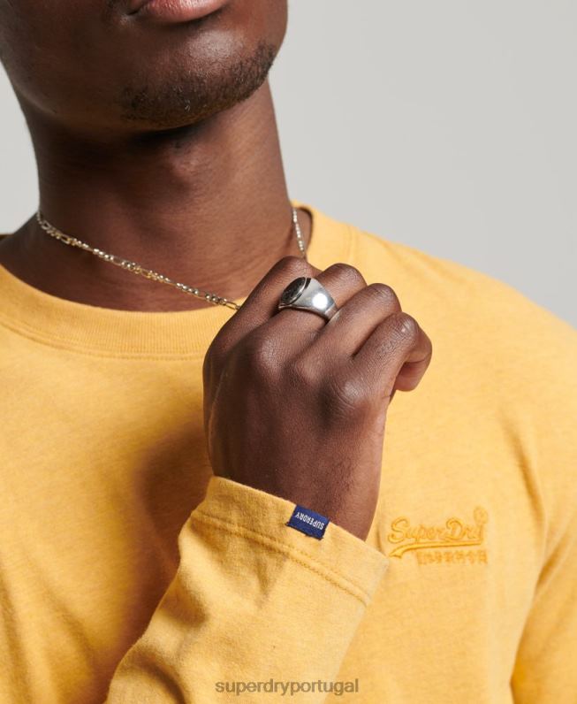 blusa vintage de algodão orgânico com logo bordado homens amarelo roupas Superdry 2208H1562