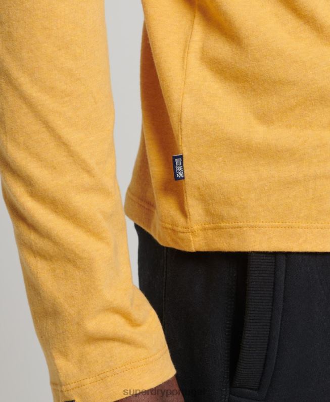 blusa vintage de algodão orgânico com logo bordado homens amarelo roupas Superdry 2208H1562