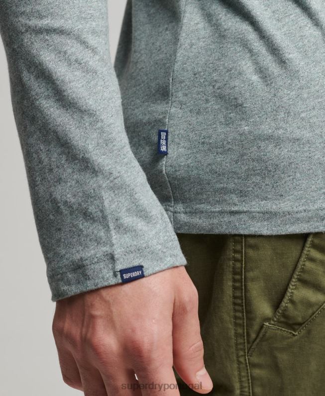 blusa vintage de algodão orgânico com logo bordado homens azul roupas Superdry 2208H1486