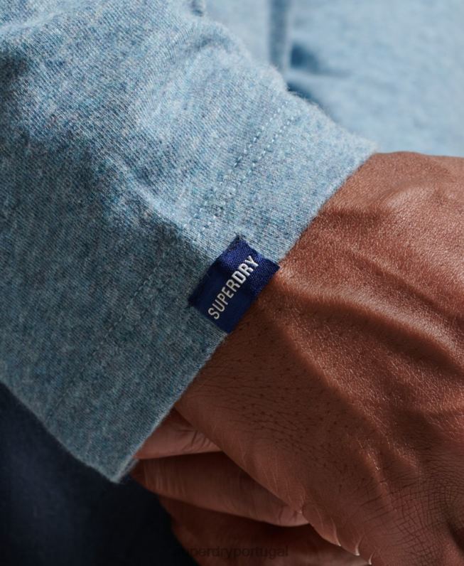 blusa vintage de algodão orgânico com logo bordado homens azul roupas Superdry 2208H1570