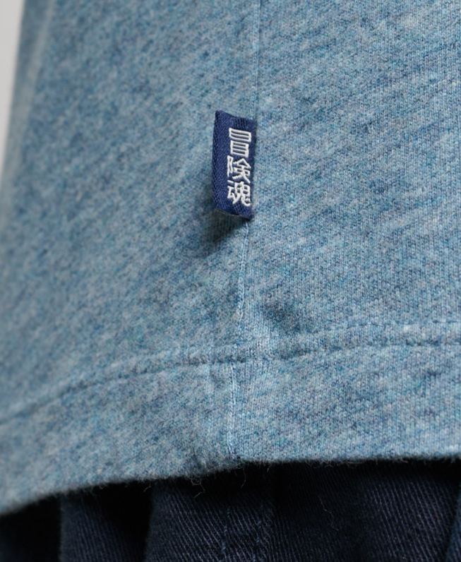 blusa vintage de algodão orgânico com logo bordado homens azul roupas Superdry 2208H1570