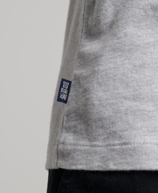 blusa vintage de algodão orgânico com logo bordado homens cinza claro roupas Superdry 2208H1549