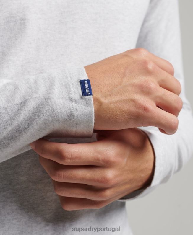 blusa vintage de algodão orgânico com logo bordado homens cinza claro roupas Superdry 2208H1549