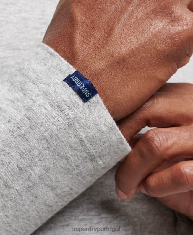 blusa vintage de algodão orgânico com logo bordado homens cinza roupas Superdry 2208H1547