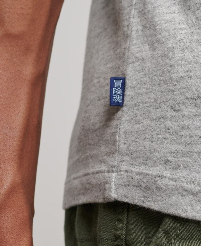 blusa vintage de algodão orgânico com logo bordado homens cinza roupas Superdry 2208H1547