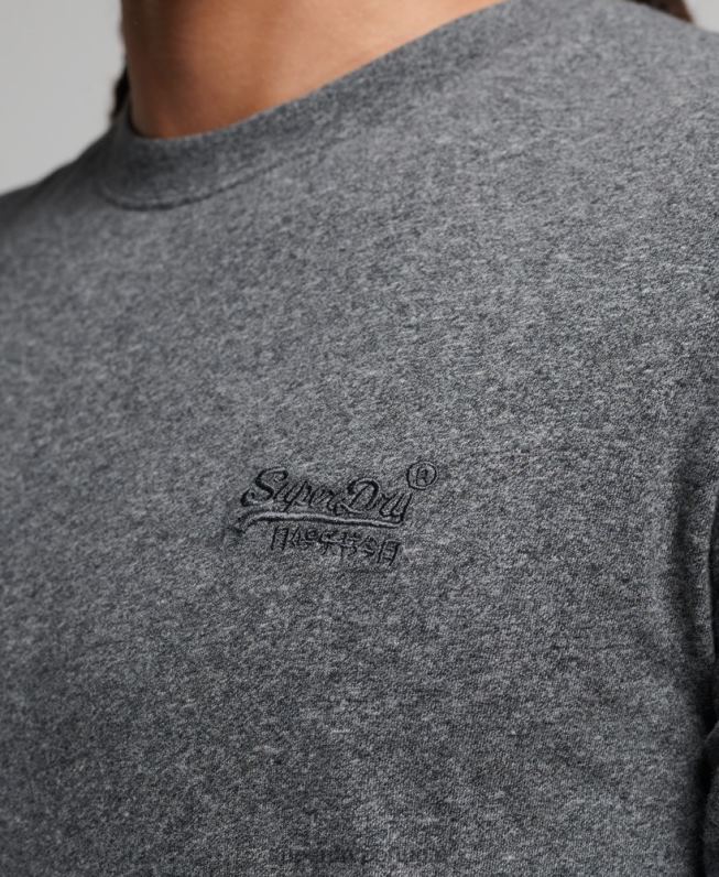 blusa vintage de algodão orgânico com logo bordado homens cinza roupas Superdry 2208H6401