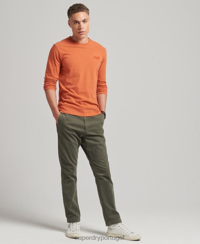 blusa vintage de algodão orgânico com logo bordado homens laranja roupas Superdry 2208H1571