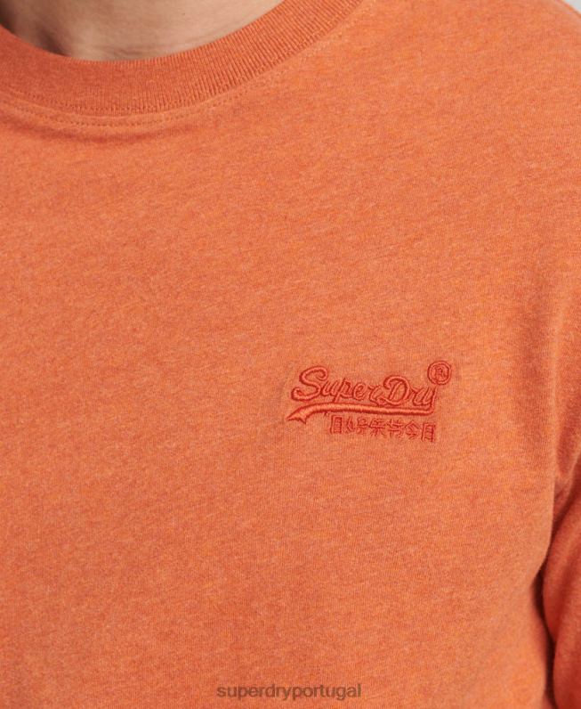 blusa vintage de algodão orgânico com logo bordado homens laranja roupas Superdry 2208H1571