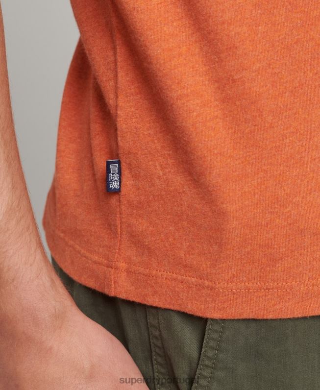 blusa vintage de algodão orgânico com logo bordado homens laranja roupas Superdry 2208H1571