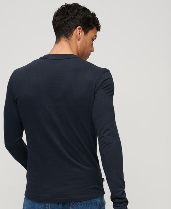 blusa vintage de algodão orgânico com logo bordado homens marinha roupas Superdry 2208H1462