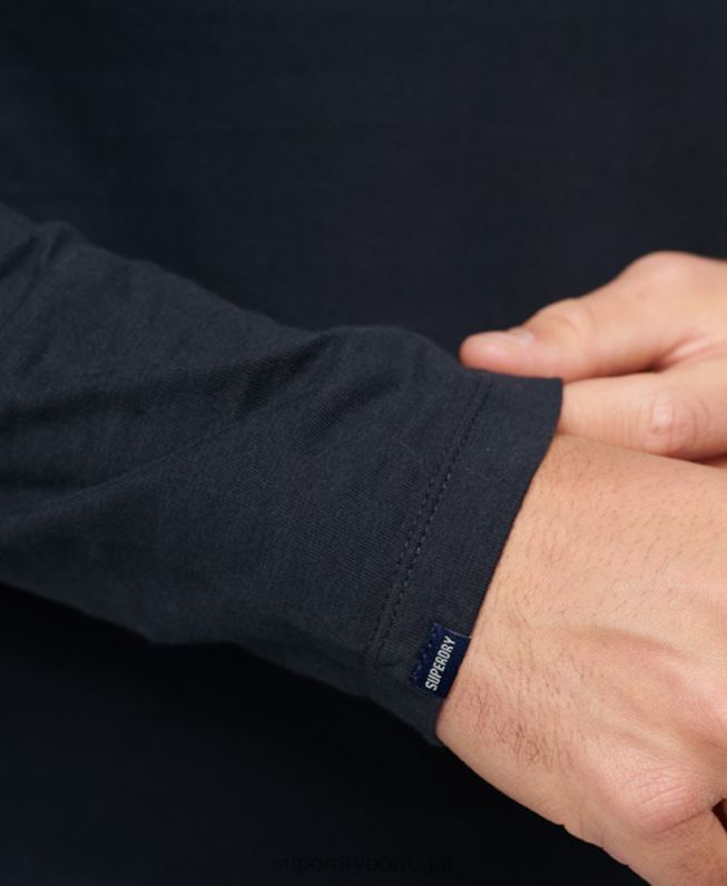 blusa vintage de algodão orgânico com logo bordado homens marinha roupas Superdry 2208H1462