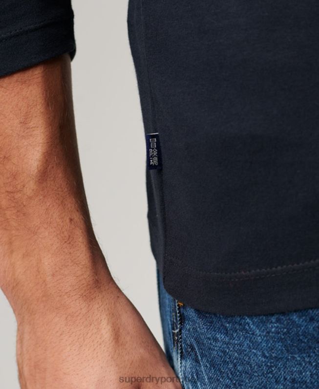 blusa vintage de algodão orgânico com logo bordado homens marinha roupas Superdry 2208H1462