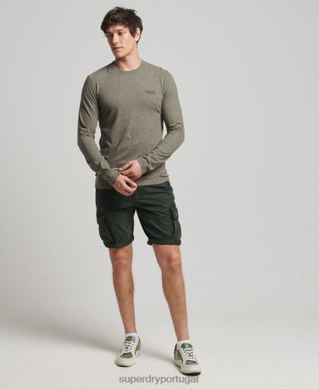 blusa vintage de algodão orgânico com logo bordado homens marrom roupas Superdry 2208H6418