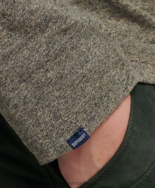 blusa vintage de algodão orgânico com logo bordado homens marrom roupas Superdry 2208H6418