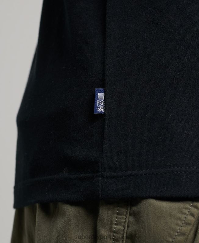 blusa vintage de algodão orgânico com logo bordado homens preto roupas Superdry 2208H1475