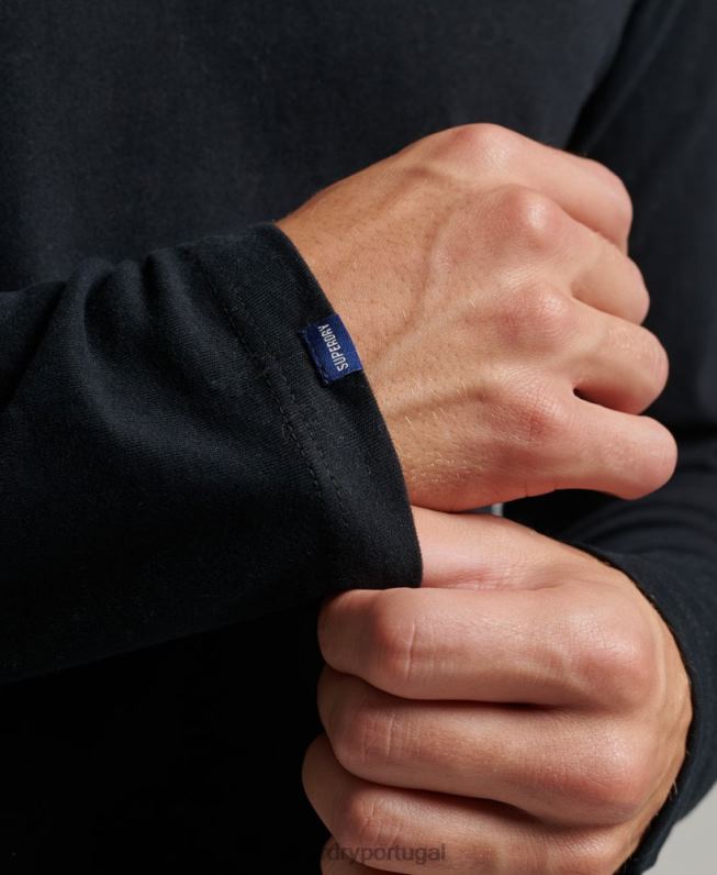 blusa vintage de algodão orgânico com logo bordado homens preto roupas Superdry 2208H1475