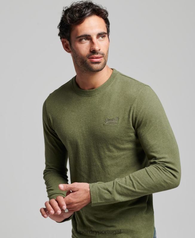 blusa vintage de algodão orgânico com logo bordado homens verde roupas Superdry 2208H1477