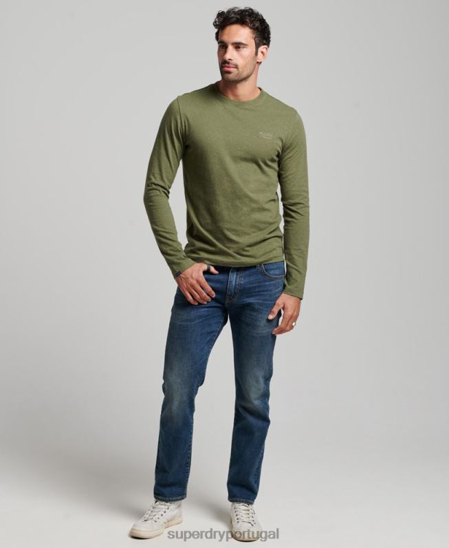 blusa vintage de algodão orgânico com logo bordado homens verde roupas Superdry 2208H1477