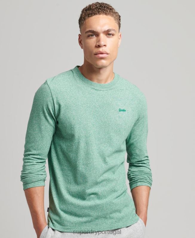 blusa vintage de algodão orgânico com logo bordado homens verde roupas Superdry 2208H1542