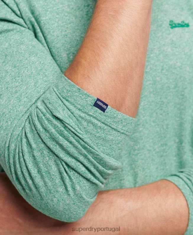 blusa vintage de algodão orgânico com logo bordado homens verde roupas Superdry 2208H1542