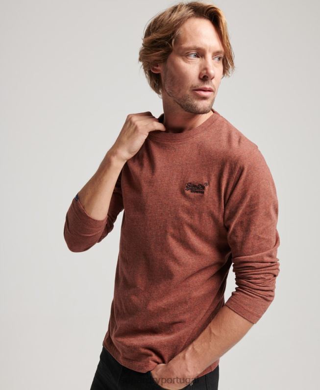 blusa vintage de algodão orgânico com logo bordado homens vermelho roupas Superdry 2208H1468