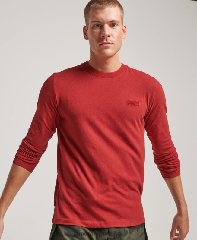 blusa vintage de algodão orgânico com logo bordado homens vermelho roupas Superdry 2208H1515