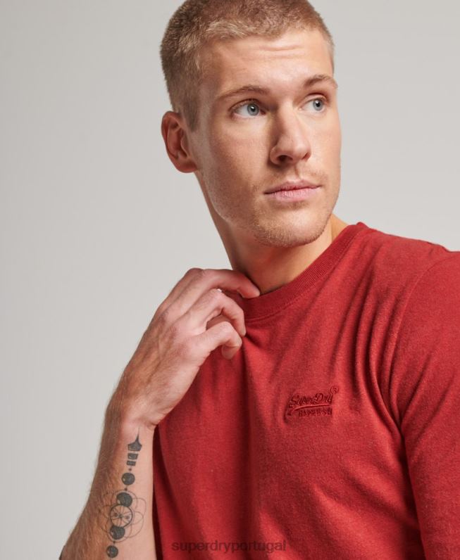 blusa vintage de algodão orgânico com logo bordado homens vermelho roupas Superdry 2208H1515