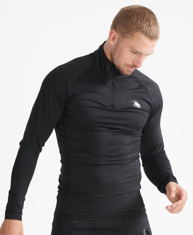 camada de base de meio zíper homens preto roupas Superdry 2208H1399