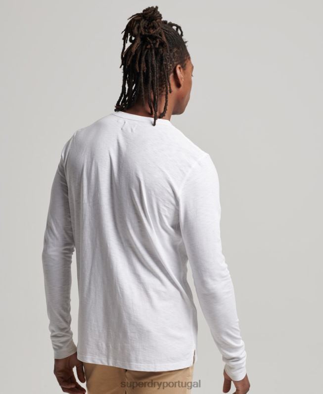 camisa henley manga longa homens branco roupas Superdry 2208H1498