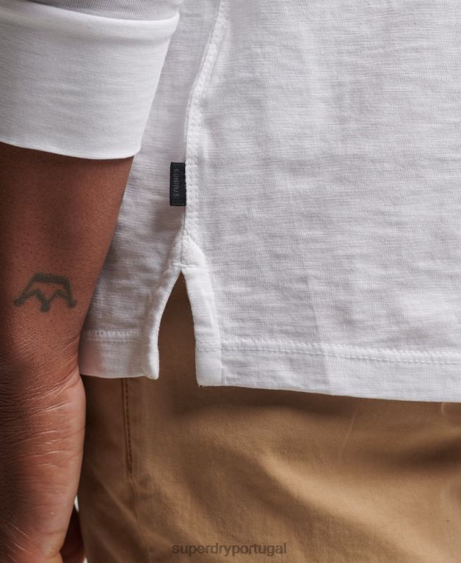 camisa henley manga longa homens branco roupas Superdry 2208H1498