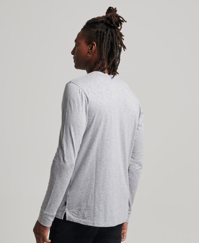 camisa henley manga longa homens cinza escuro roupas Superdry 2208H1510