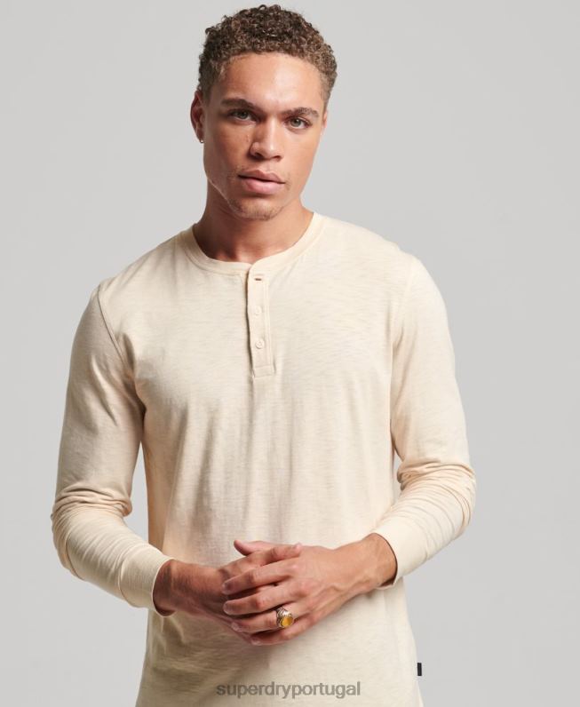camisa henley manga longa homens creme roupas Superdry 2208H6365