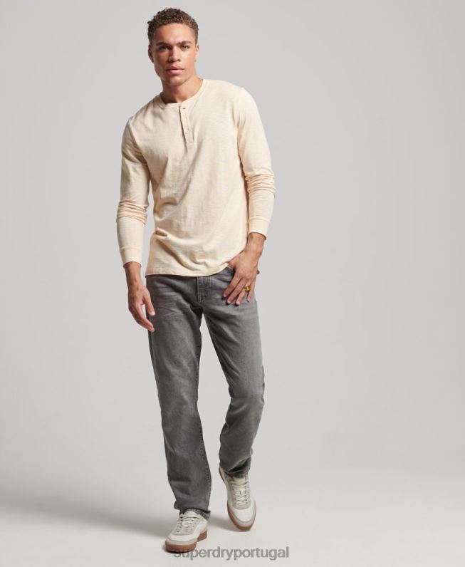 camisa henley manga longa homens creme roupas Superdry 2208H6365