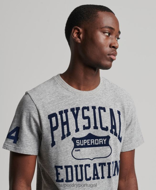 camiseta atlética vintage homens cinza roupas Superdry 2208H4958